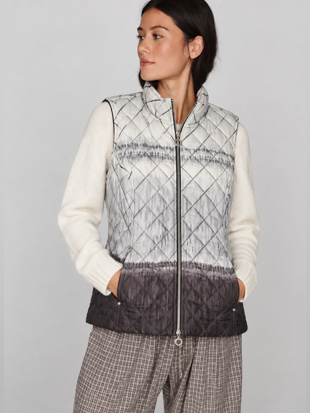 NWT Allison Daley Diamond Quilt Ombre Zip Front Vest Plus Size 1X